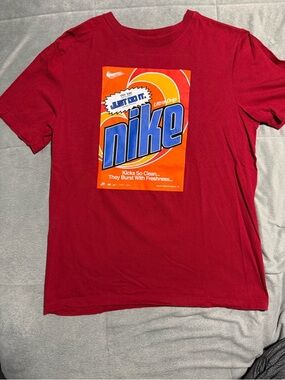 Nike Graphic Tee in Dark Red with Orange/Blue Logo